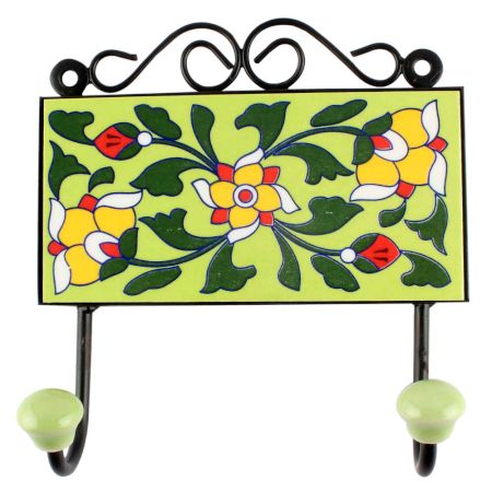 Ceramic Floral Tile Hookin Pea Green